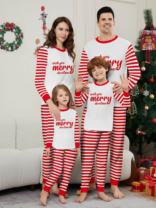 Matching Merry Christmas Stripes Print Cozy and Festive Christmas Pajamas for the Whole Family