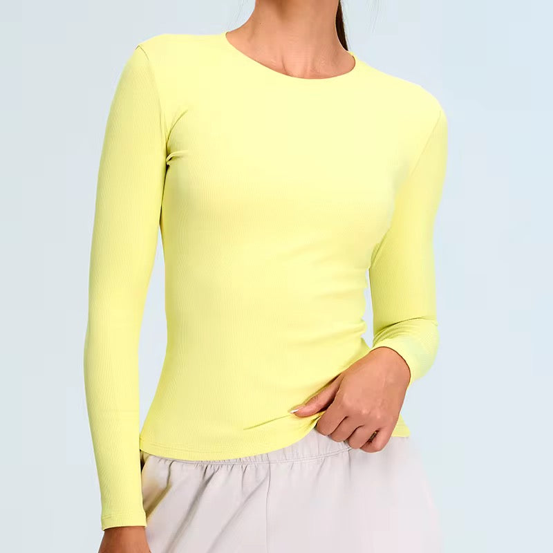 Long Sleeve Crew Neck Sculpting Yoga Sports Top