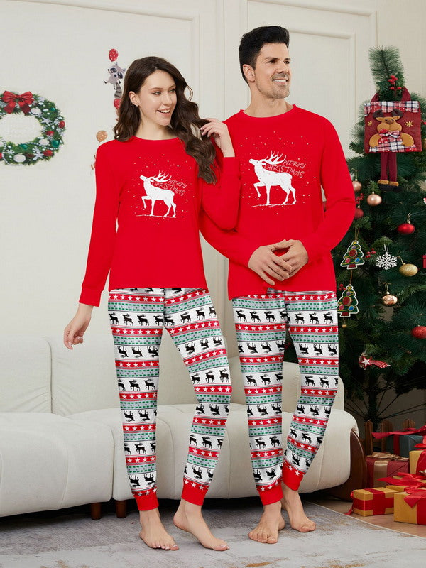 Matching Merry Christmas Reindeer Print Cozy and Festive Christmas Pajamas for the Whole Family