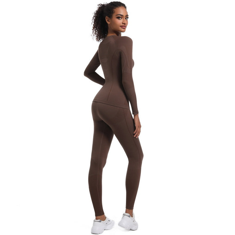 Yoga Set with Long Sleeve Top and Leggings