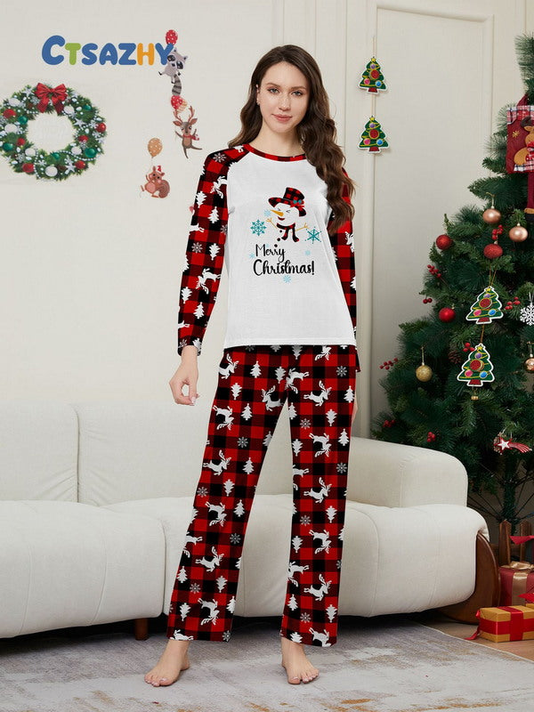 Matching Merry Christmas Snowman Print Cozy and Festive Christmas Pajamas for the Whole Family