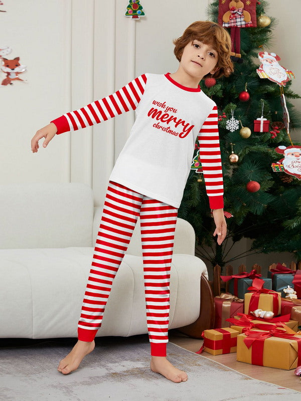 Matching Merry Christmas Stripes Print Cozy and Festive Christmas Pajamas for the Whole Family