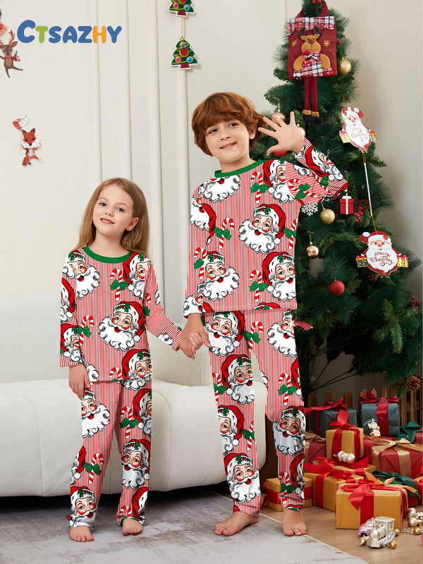 Matching Merry Christmas Santa Print Cozy and Festive Christmas Pajamas for the Whole Family