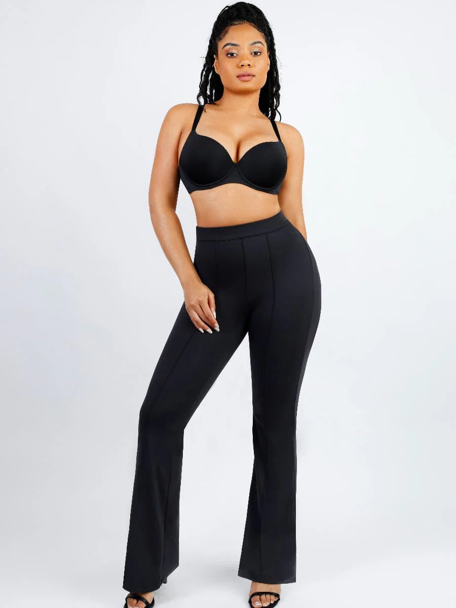 Active High Waist Flare Pants with Built-in Shapewear