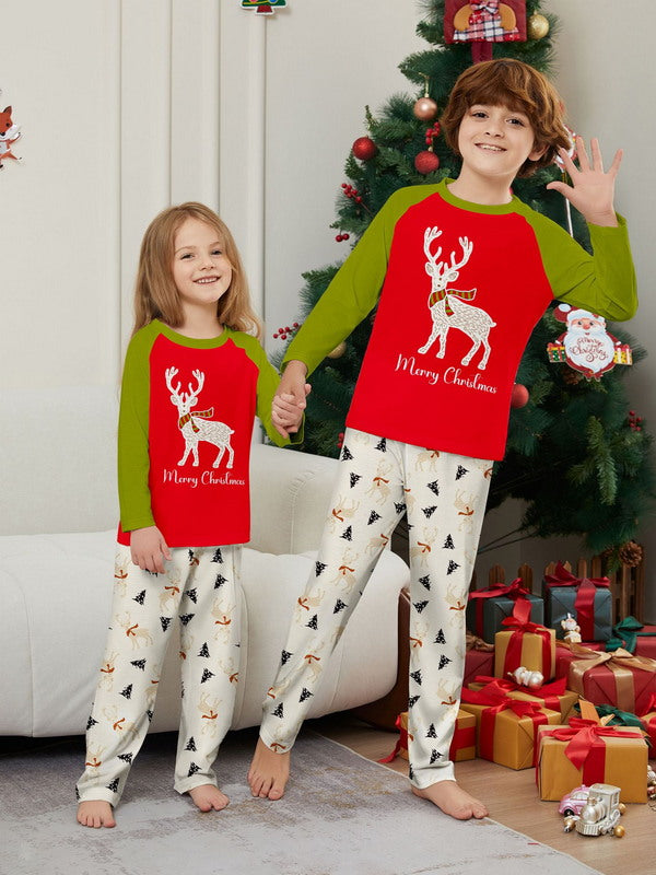 Matching Merry Christmas Reindeer Print Cozy and Festive Christmas Pajamas for the Whole Family
