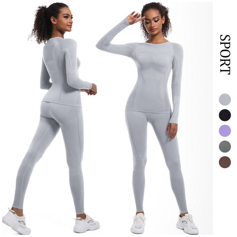 Yoga Set with Long Sleeve Top and Leggings