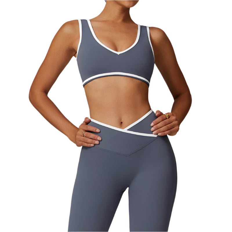 Sculpt Luxe Contrast Trim V-Neck Sports Bra