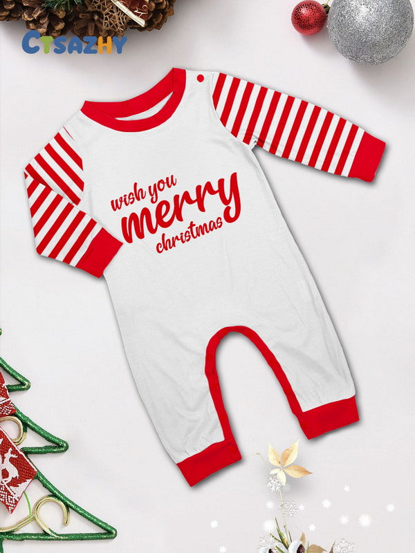 Matching Merry Christmas Stripes Print Cozy and Festive Christmas Pajamas for the Whole Family
