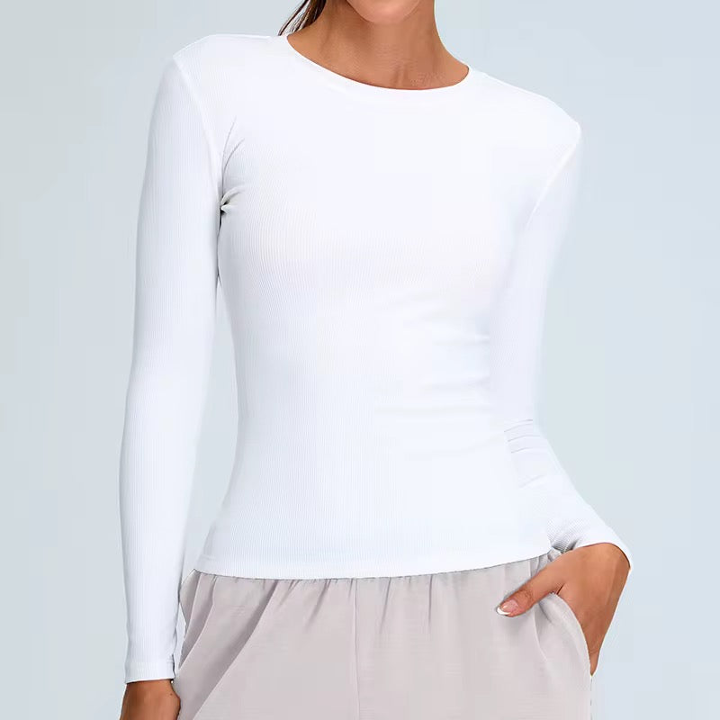 Long Sleeve Crew Neck Sculpting Yoga Sports Top