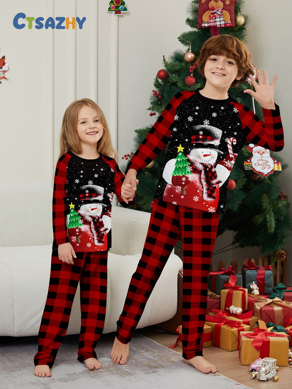 Matching Merry Christmas Snowman Print Cozy and Festive Christmas Pajamas for the Whole Family