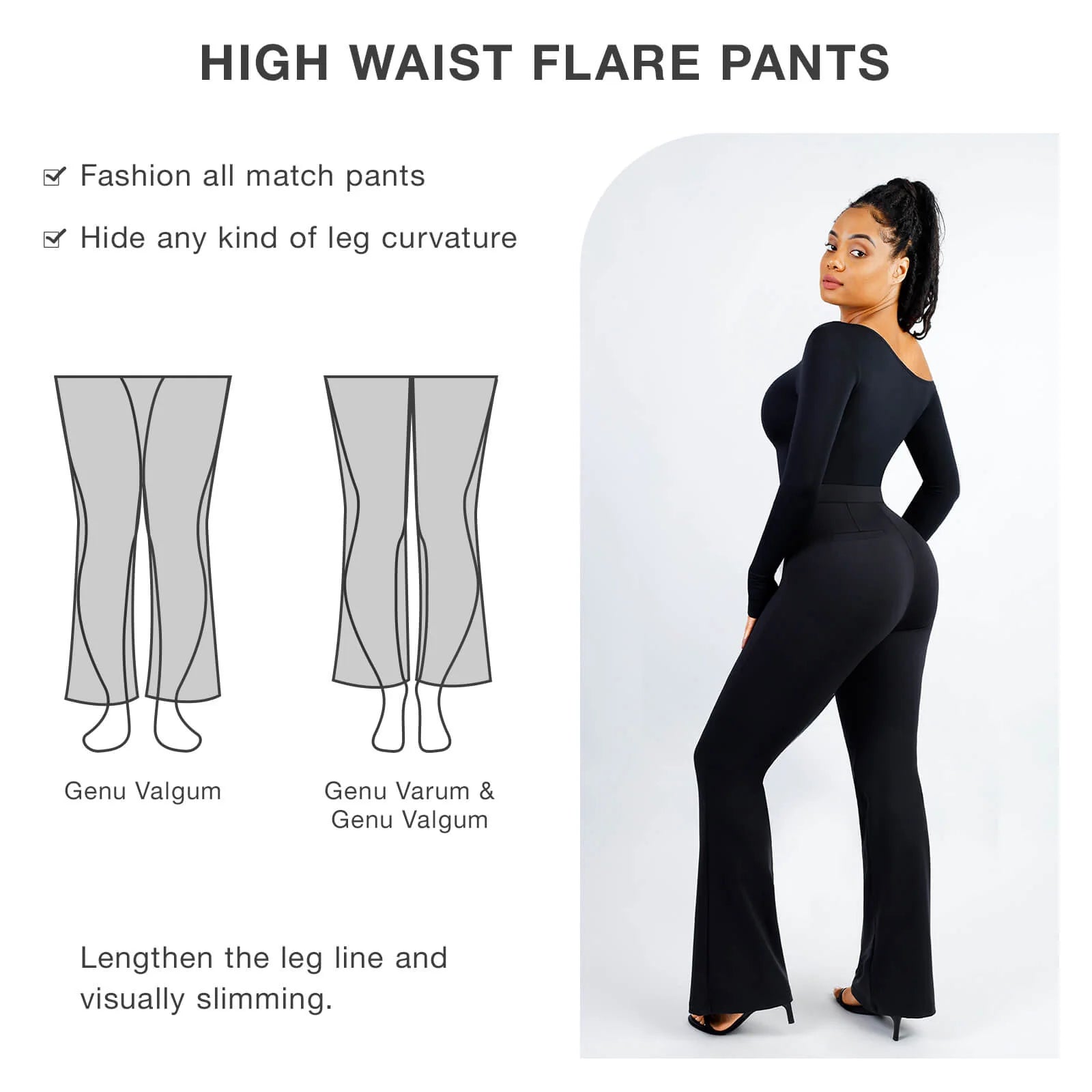 Active High Waist Flare Pants with Built-in Shapewear