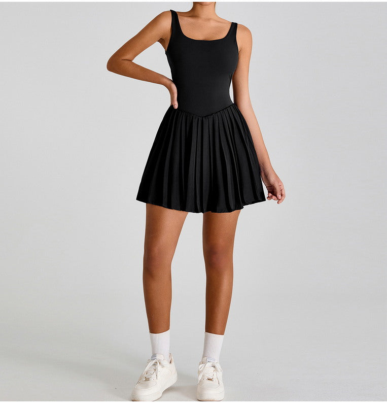 BackSwing Pleated Dress