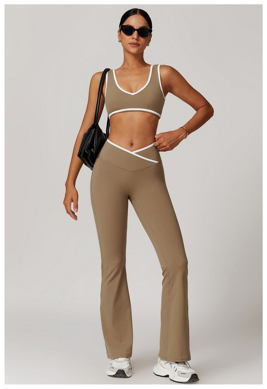 Sculpt Luxe Contrast Trim V-Neck Sports Bra