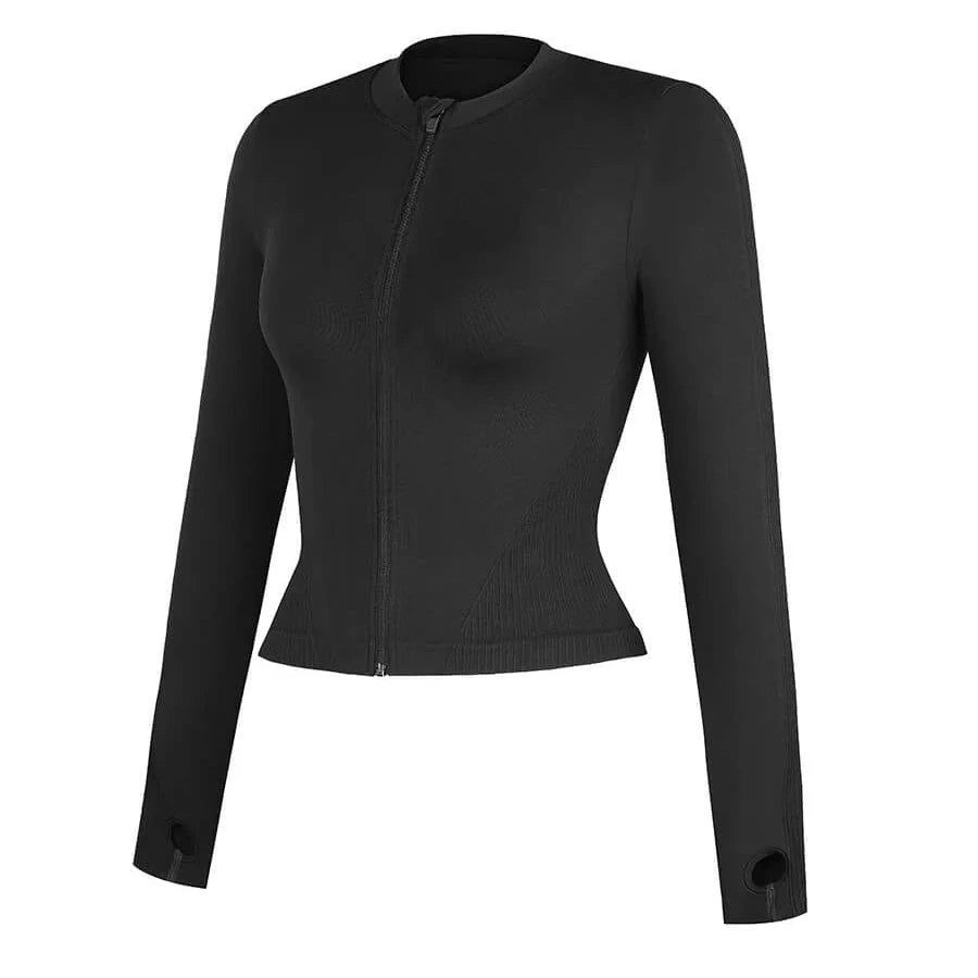 Seamless Full Zipper Running Top
