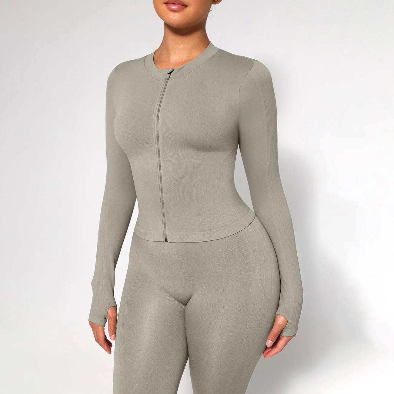 Seamless Full Zipper Running Top