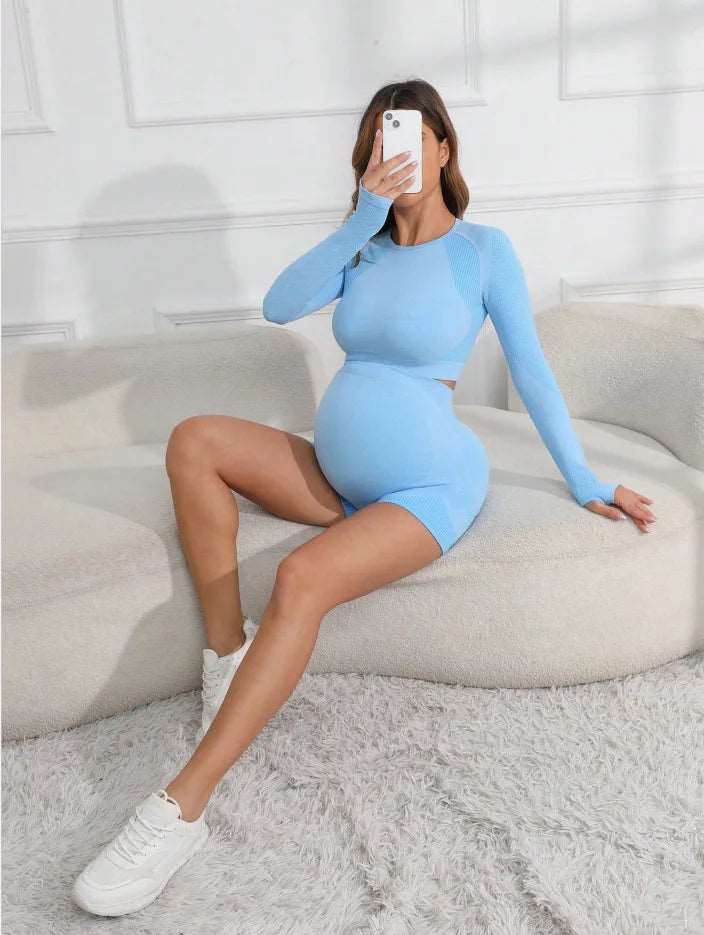 ActiveBump  Maternity Long Sleeve Top and Shorts Set