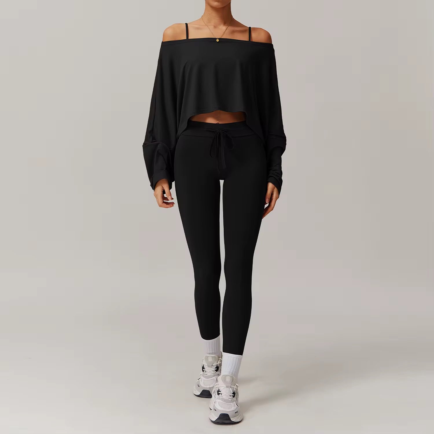 Flow Off-Shoulder Long Sleeve Crop Top