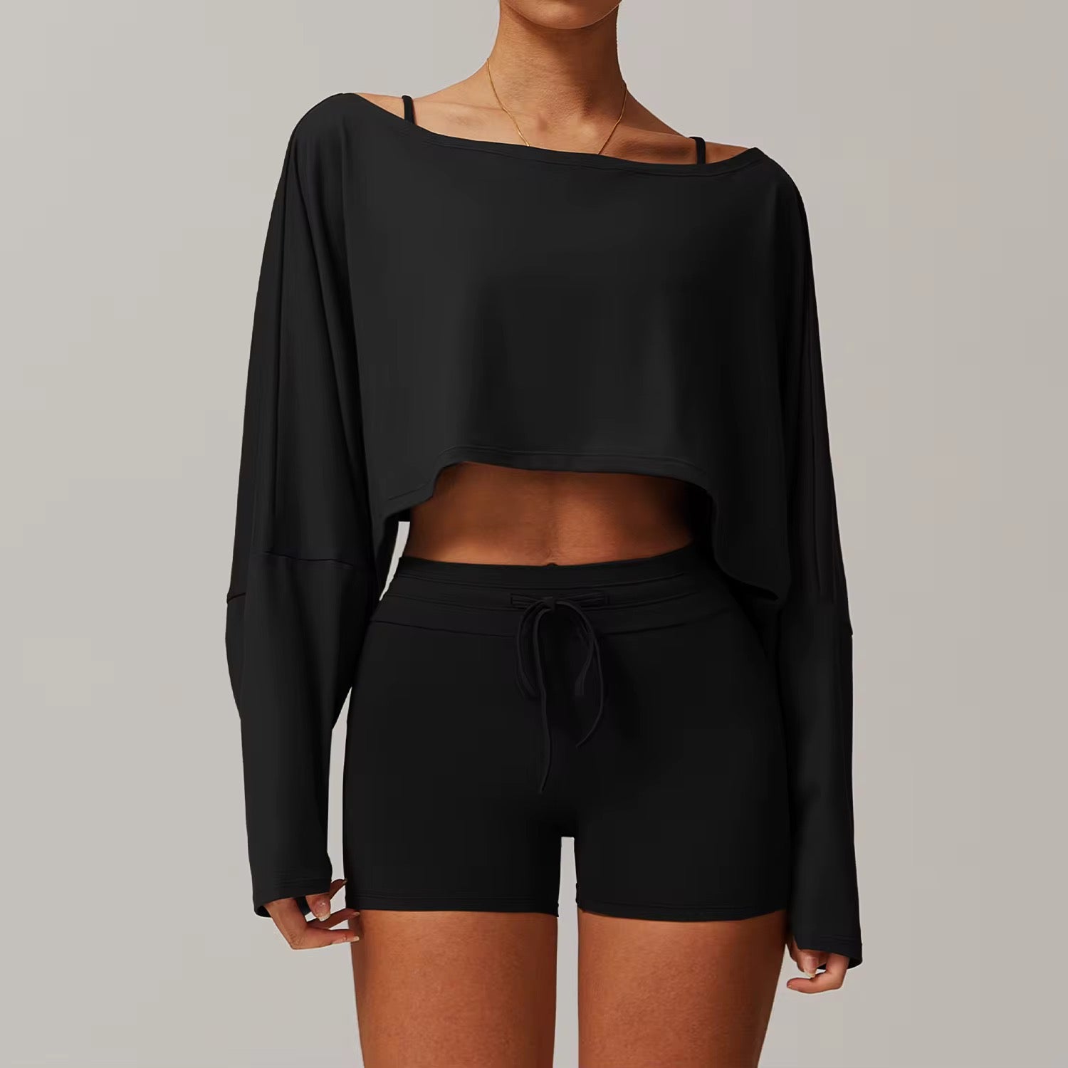 Flow Off-Shoulder Long Sleeve Crop Top