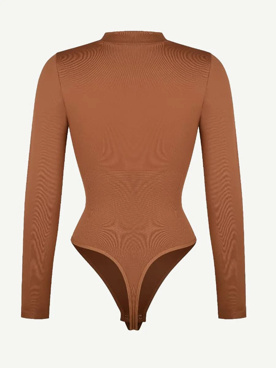 Seamless Long Sleeve Zipper Thong Bodysuit – Sculpting Fit