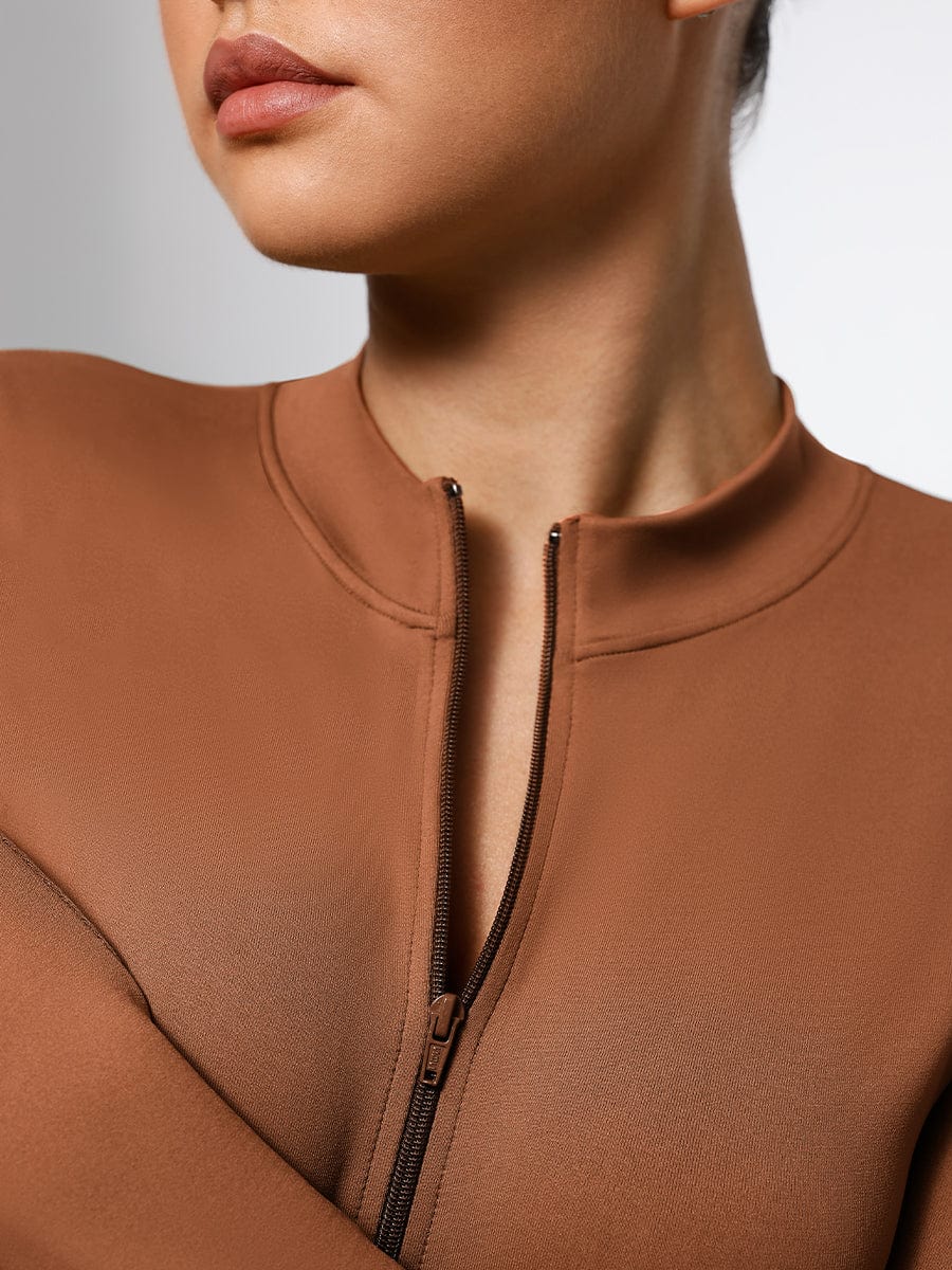 Seamless Long Sleeve Zipper Thong Bodysuit – Sculpting Fit