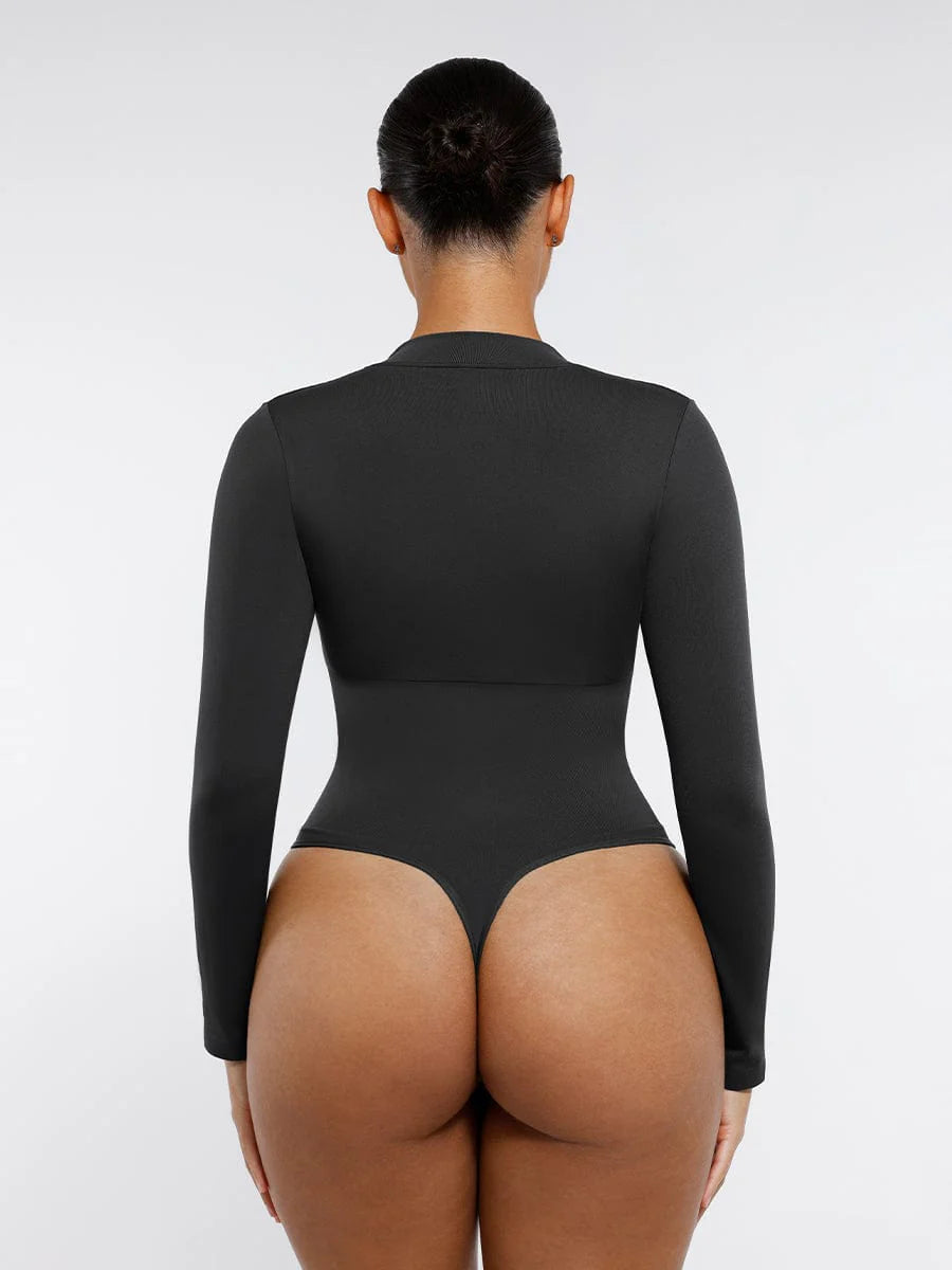 Seamless Long Sleeve Zipper Thong Bodysuit – Sculpting Fit