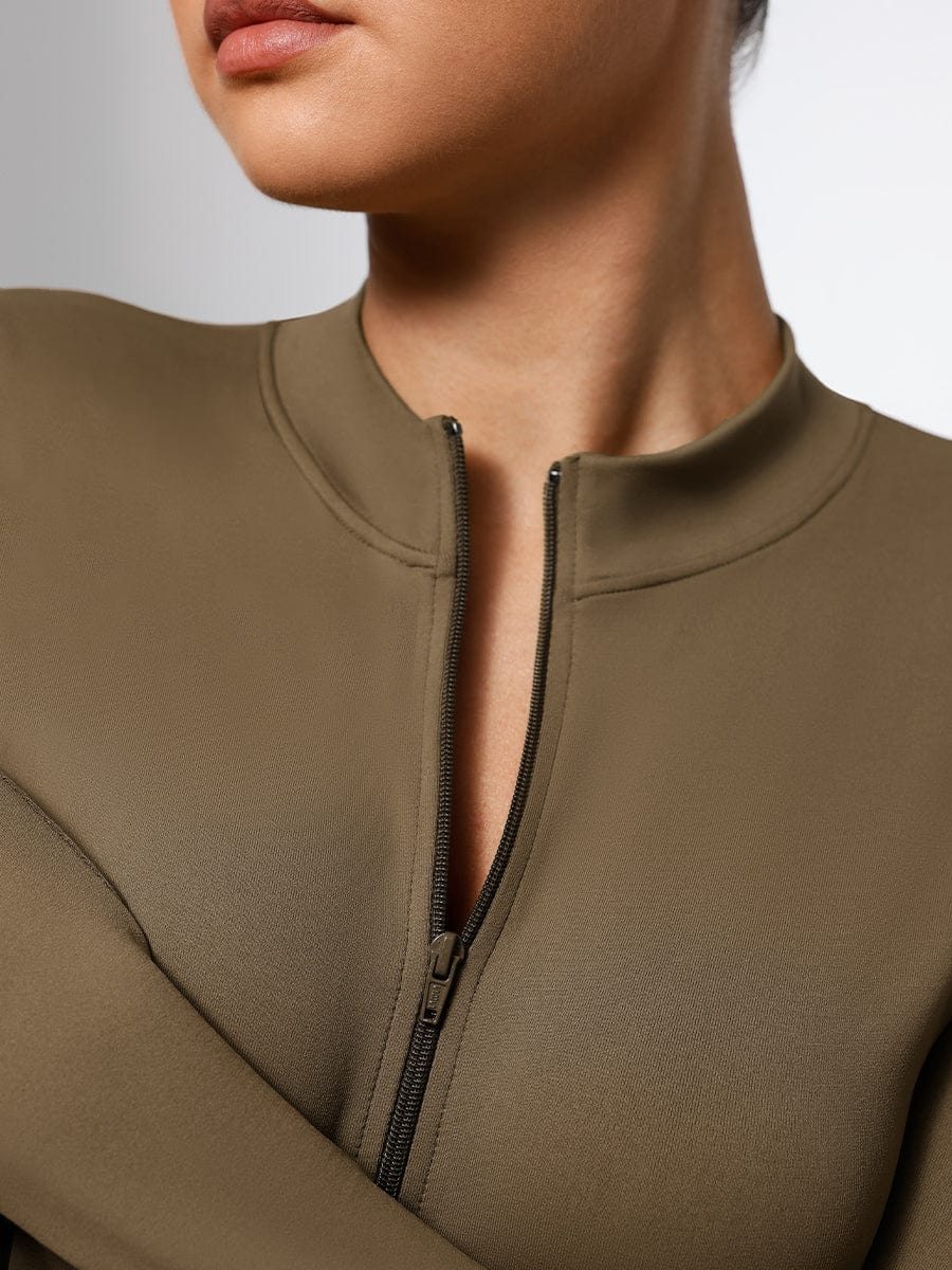 Seamless Long Sleeve Zipper Thong Bodysuit – Sculpting Fit