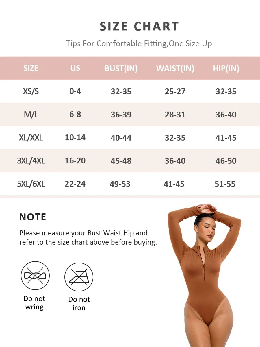 Seamless Long Sleeve Zipper Thong Bodysuit – Sculpting Fit