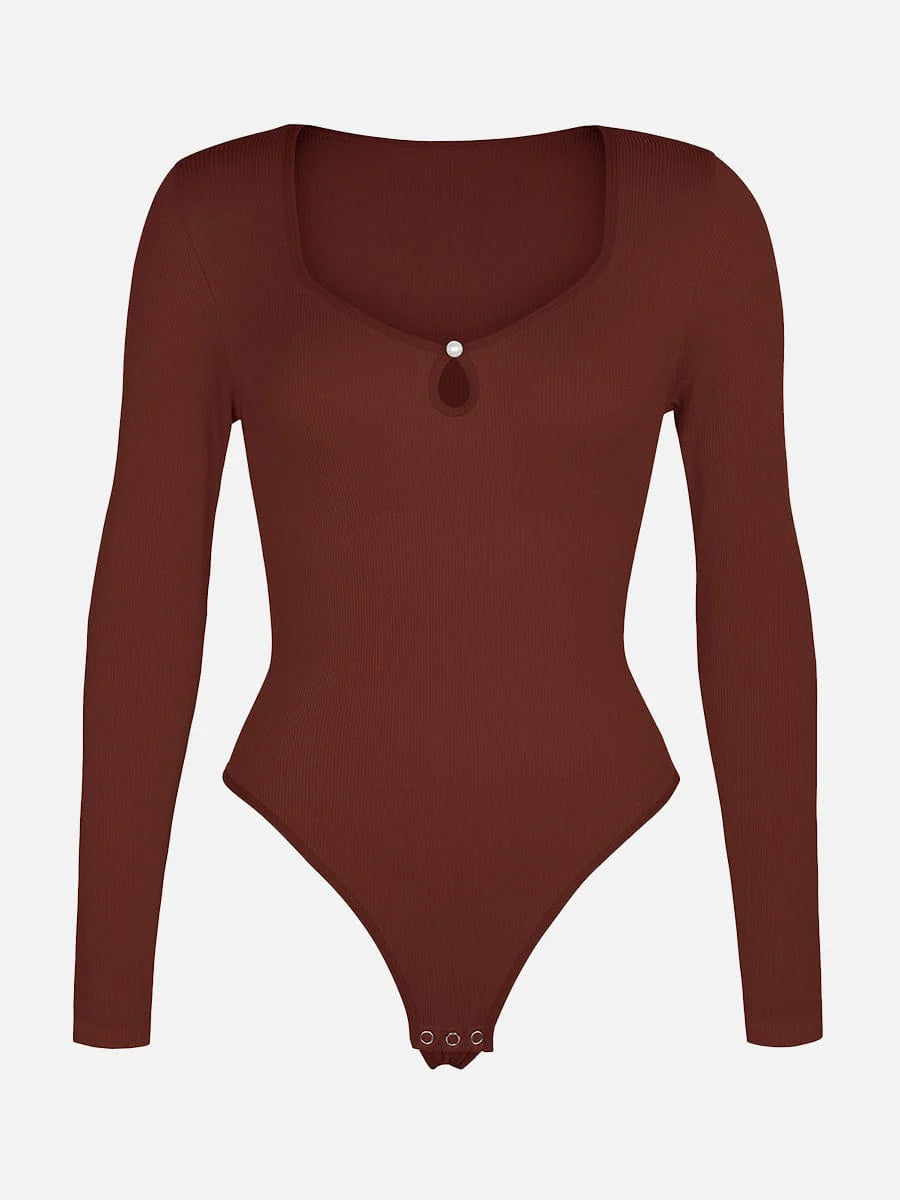 Seamless Ribbed Scoop Neck Thong Bodysuit – Waist Sculpt & Tummy Control