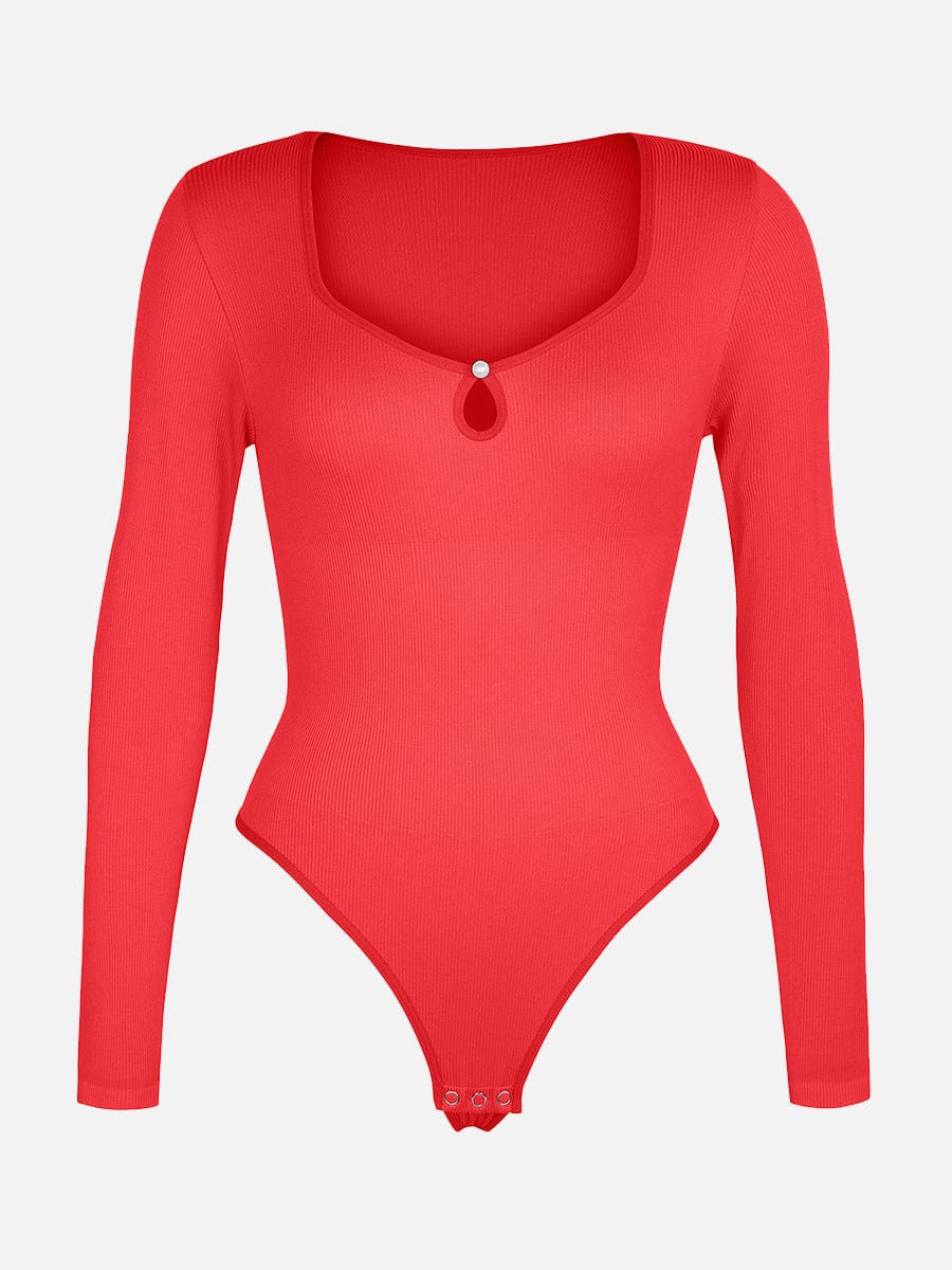 Seamless Ribbed Scoop Neck Thong Bodysuit – Waist Sculpt & Tummy Control