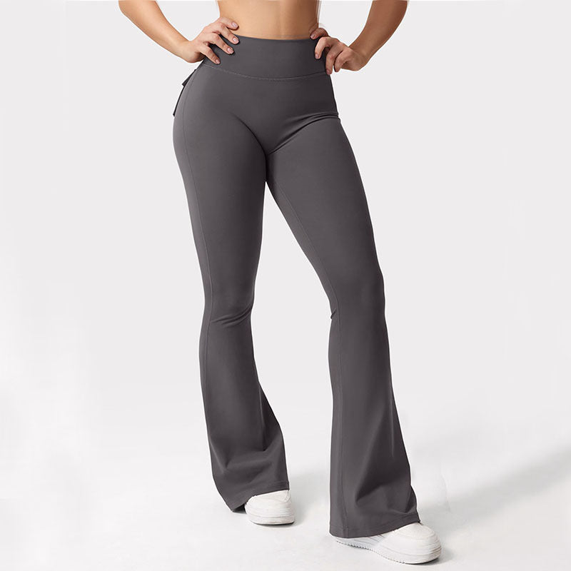 High-Waisted Flare Leggings with Back Pocket