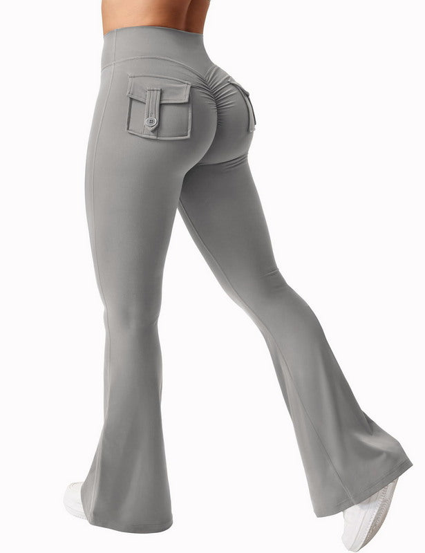 High-Waisted Flare Leggings with Back Pocket
