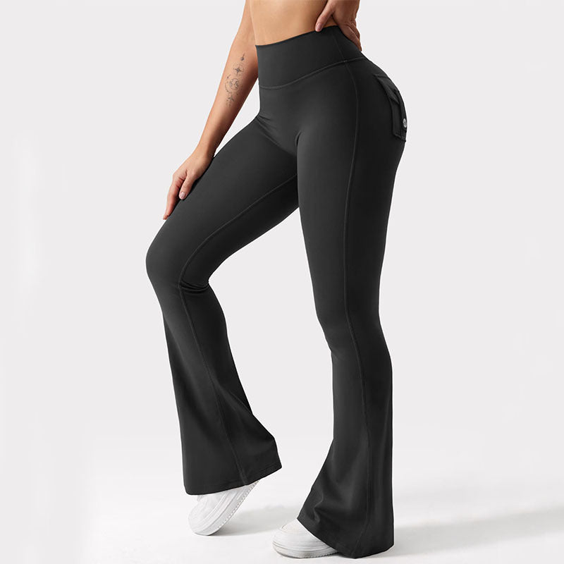 High-Waisted Flare Leggings with Back Pocket