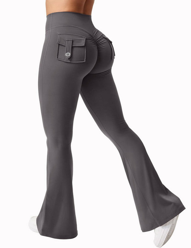High-Waisted Flare Leggings with Back Pocket