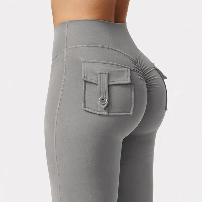 High-Waisted Flare Leggings with Back Pocket