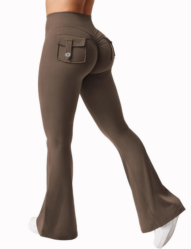 High-Waisted Flare Leggings with Back Pocket
