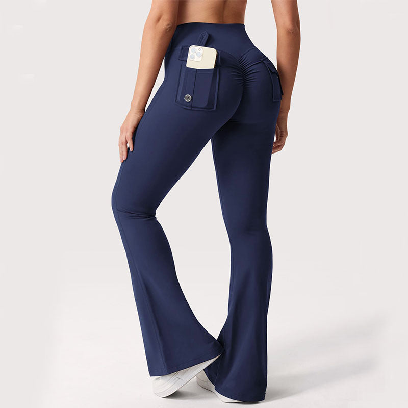 High-Waisted Flare Leggings with Back Pocket