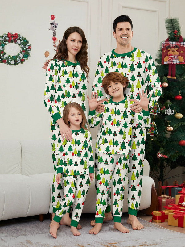 Matching Merry Christmas Trees Print Cozy and Festive Christmas Pajamas for the Whole Family