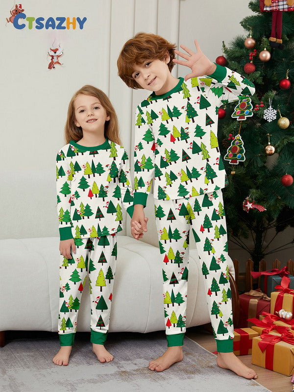 Matching Merry Christmas Trees Print Cozy and Festive Christmas Pajamas for the Whole Family