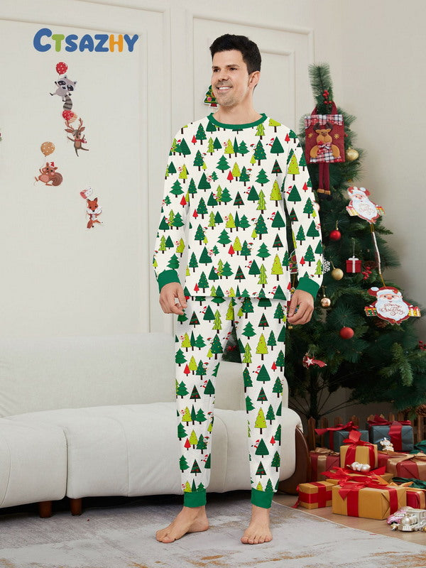 Matching Merry Christmas Trees Print Cozy and Festive Christmas Pajamas for the Whole Family
