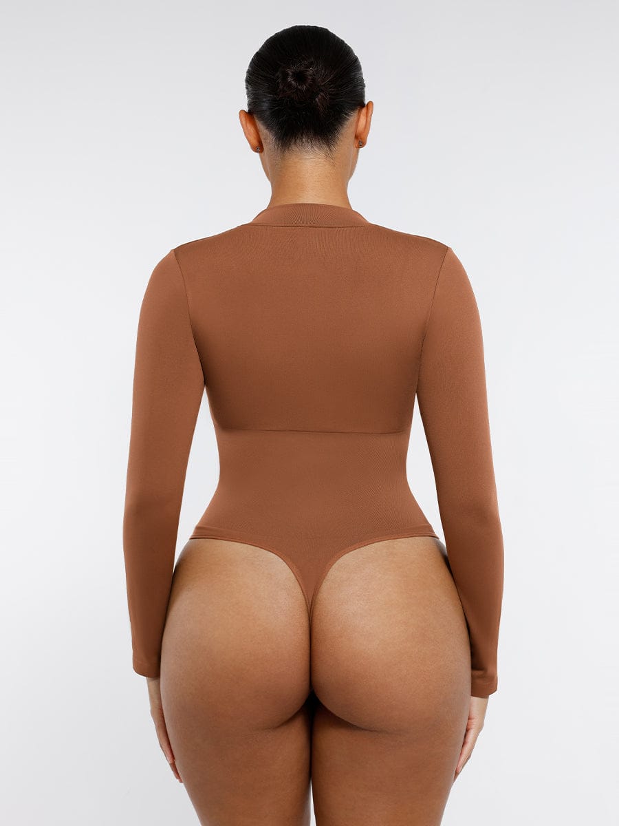 SculptSleeve Long-Sleeve Zip Thong Bodysuit