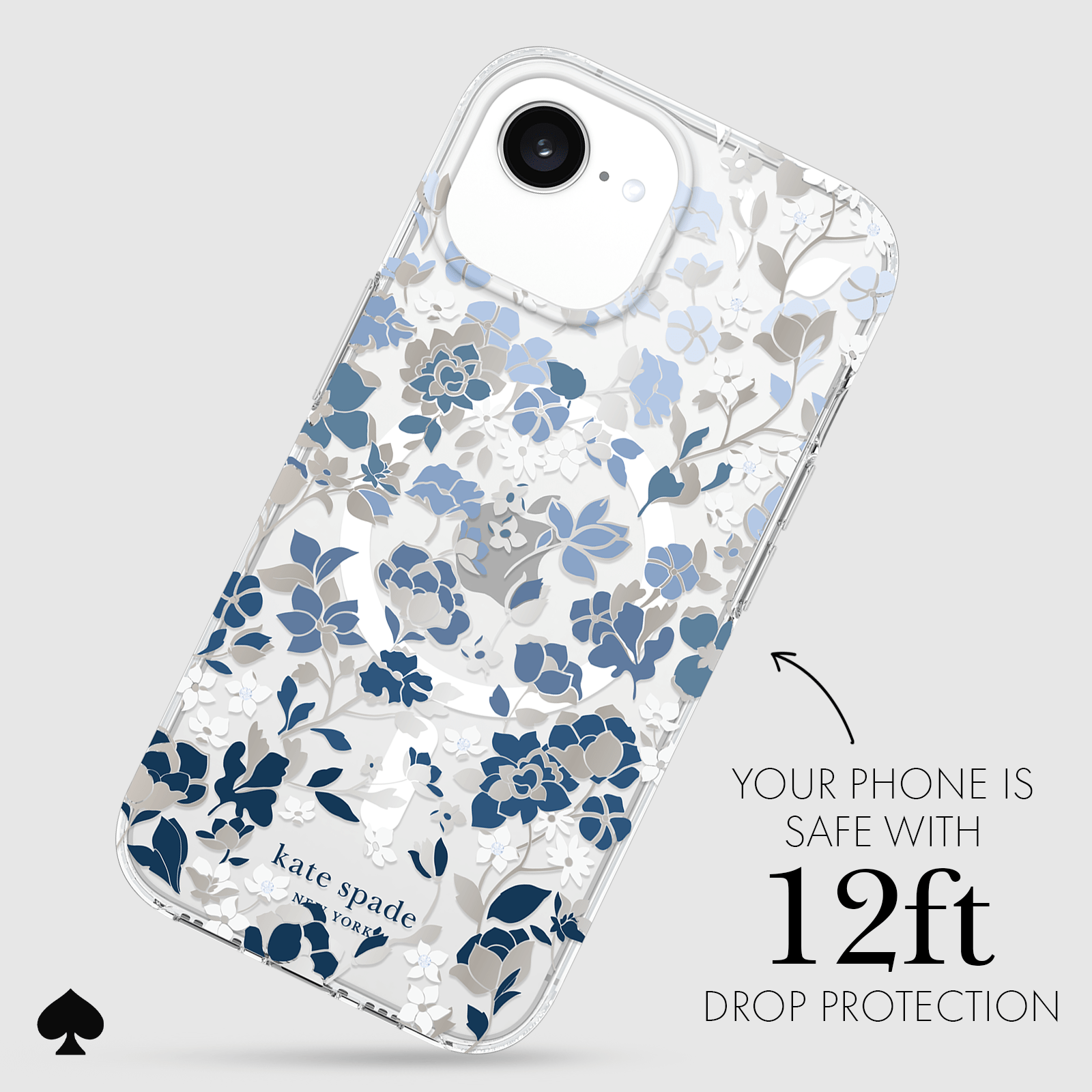 Kate spade new york iPhone 16e Flowerbed Blue MagSafe: Flowerbed Blue