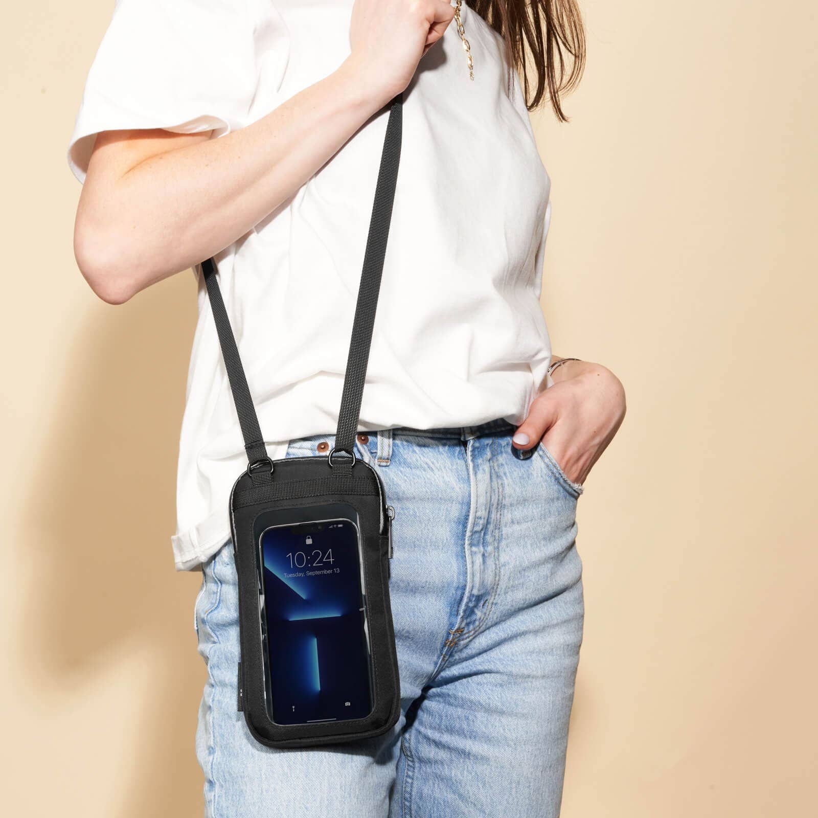 Phone Crossbody (Black) - Phone Pouch: Black