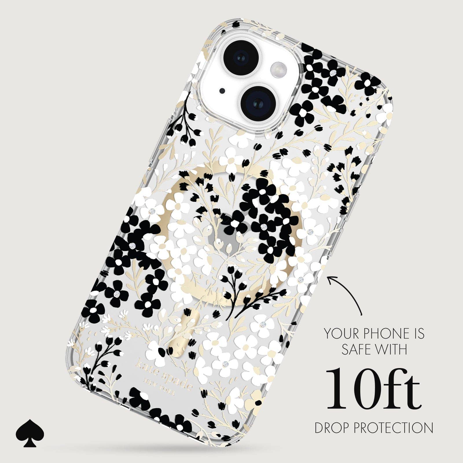 Kate spade new york iPhone 15/14/13 Black and White MagSafe: Multi Floral Black and White