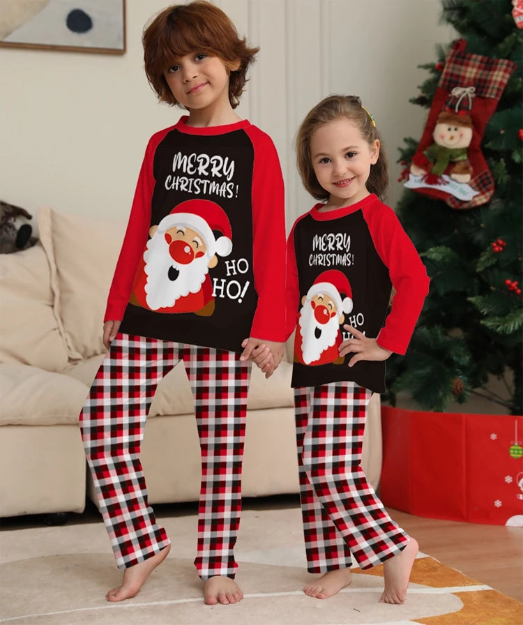 FestiveWear Family Christmas Set Pajamas Letters Cartoon Plaid Two Piece-Modern Active