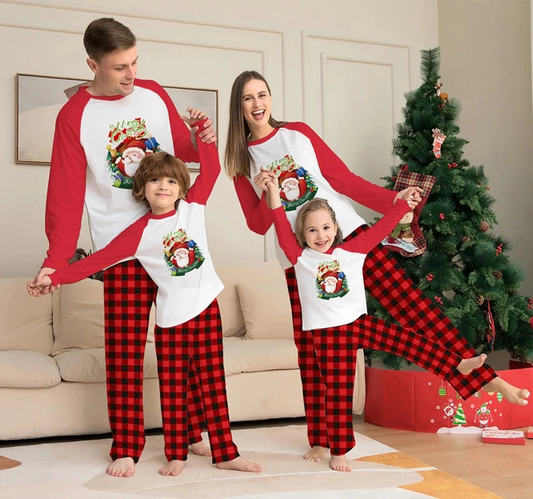 FestiveWear Family Christmas Set Pajamas Letters Cartoon Plaid Two Piece-Modern Active
