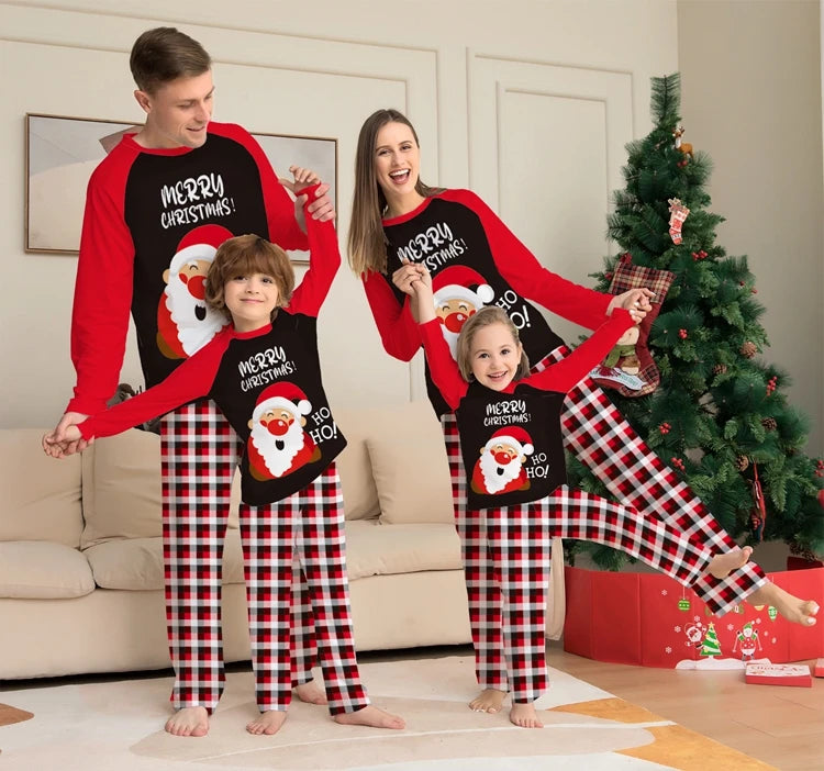 FestiveWear Family Christmas Set Pajamas Letters Cartoon Plaid Two Piece-Modern Active