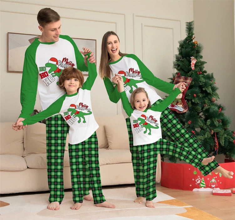 FestiveWear Family Christmas Set Pajamas Letters Cartoon Plaid Two Piece-Modern Active