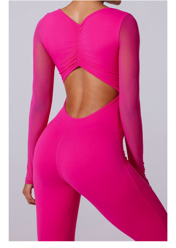 One-Piece Bodysuit with Pleated Back Detail