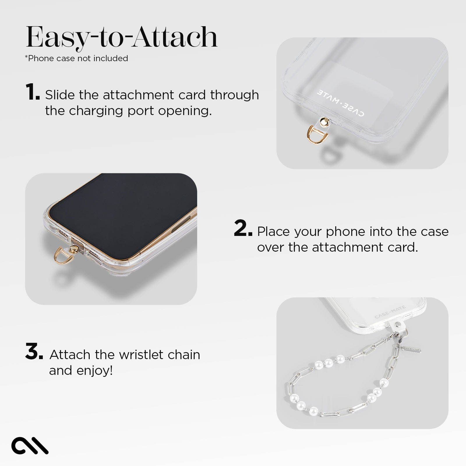 Silver Link Pearl Phone Charm: Silver Link Pearl