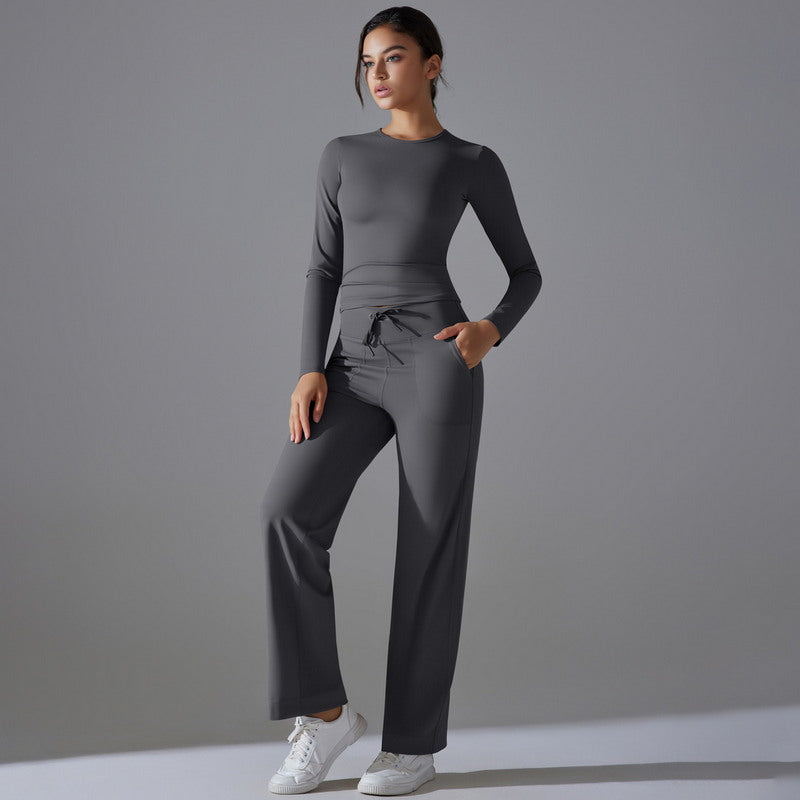 Yoga Set with Long Sleeve Top and Pants